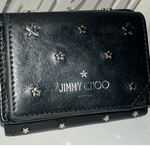 JIMMY CHOO Star Studded Leather Trifold Mini Wallet